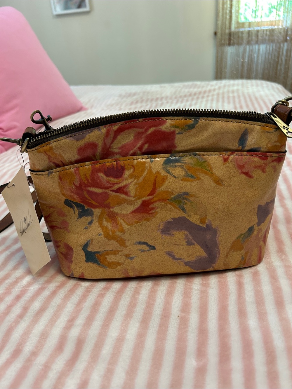 Floral Patricia Nash Print Crossbody Bag in Mustard and Pink